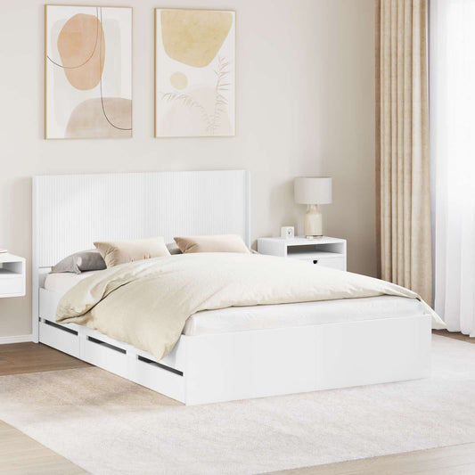 Bed Frame with Storage and Headboard White 150 x 200 cm