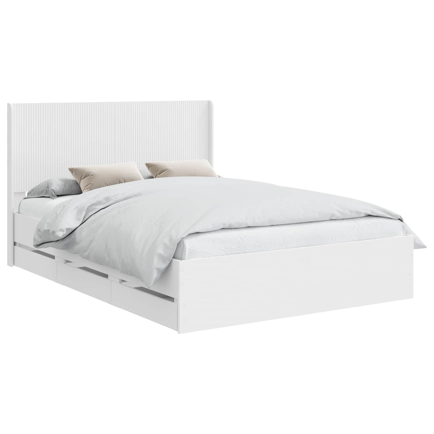 Bed Frame with Storage and Headboard White 150 x 200 cm