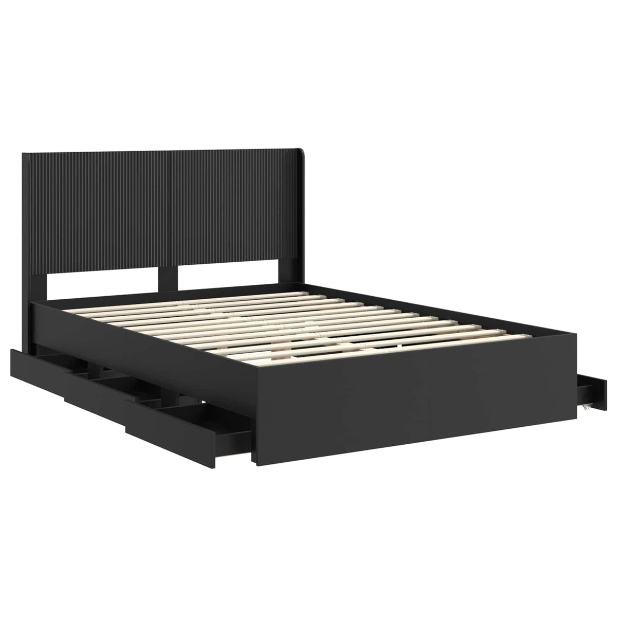 Bed Frame with Storage and Headboard Black 150 x 200 cm