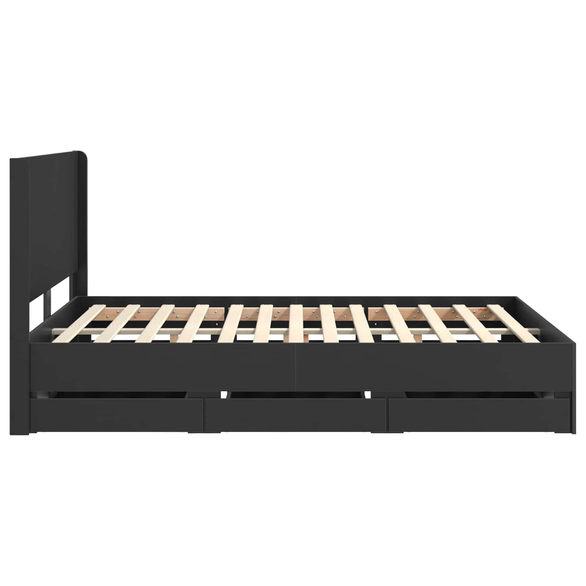 Bed Frame with Storage and Headboard Black 150 x 200 cm