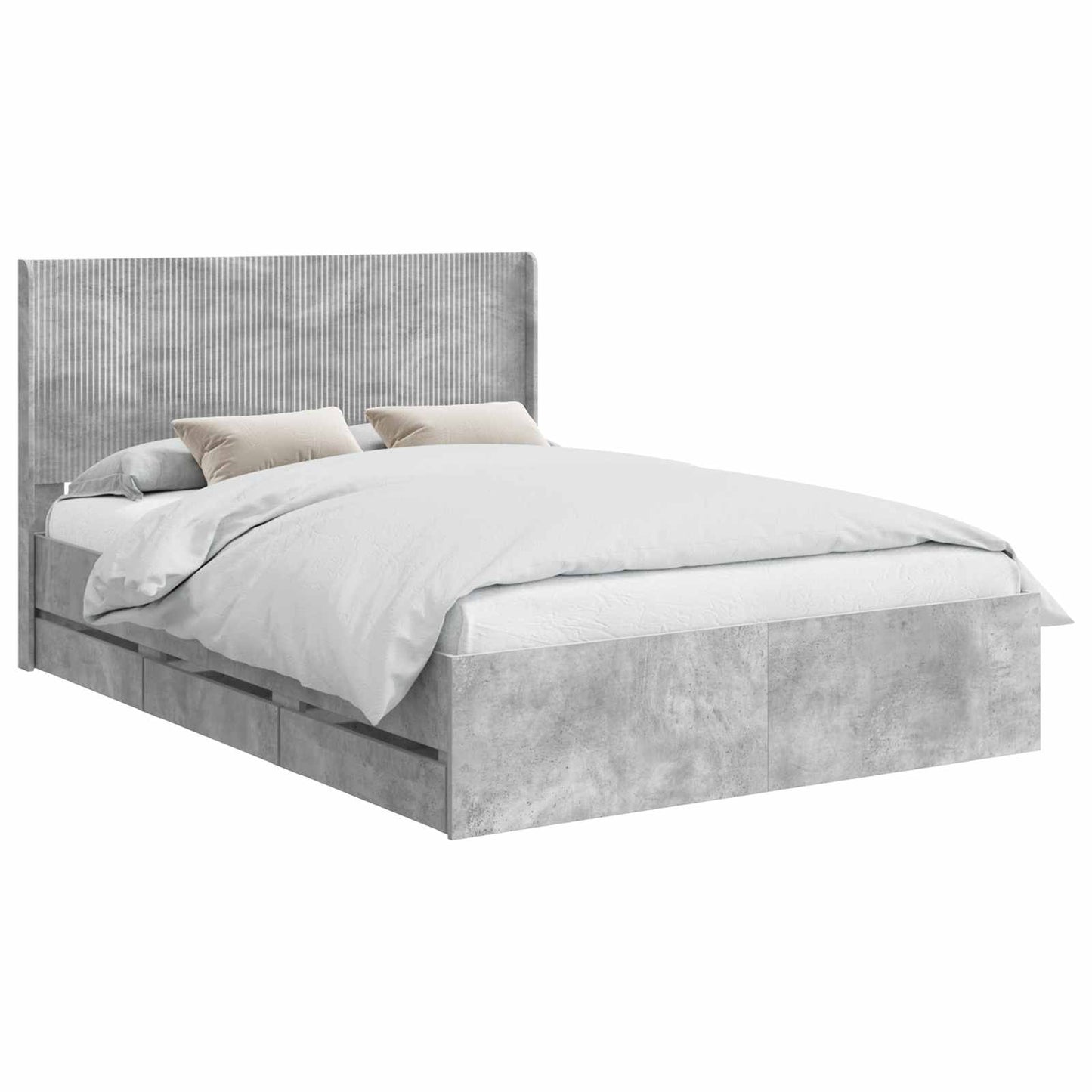 Bed Frame with Storage and Headboard Concrete Grey 150 x 200 cm