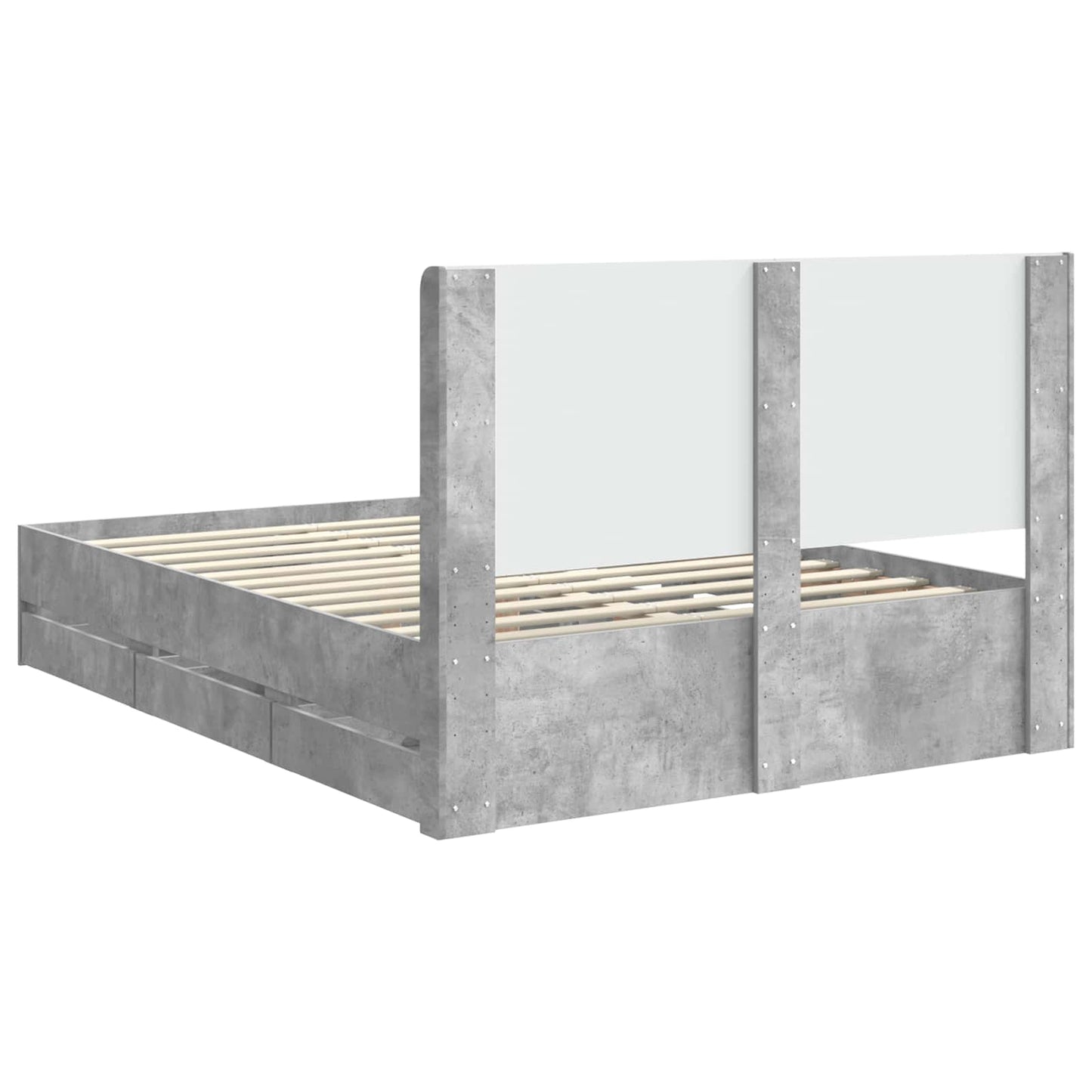 Bed Frame with Storage and Headboard Concrete Grey 150 x 200 cm