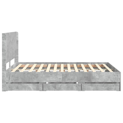 Bed Frame with Storage and Headboard Concrete Grey 150 x 200 cm