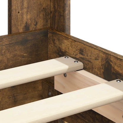 Bed Frame with Storage and Headboard Smoked Oak 150 x 200 cm