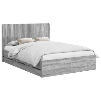 Bed Frame with Storage and Headboard Grey Sonoma 150 x 200 cm