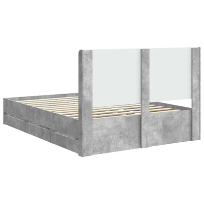Bed Frame with Storage and Headboard Concrete Grey 140 x 200 cm