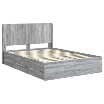 Bed Frame with Storage and Headboard Grey Sonoma 140 x 200 cm