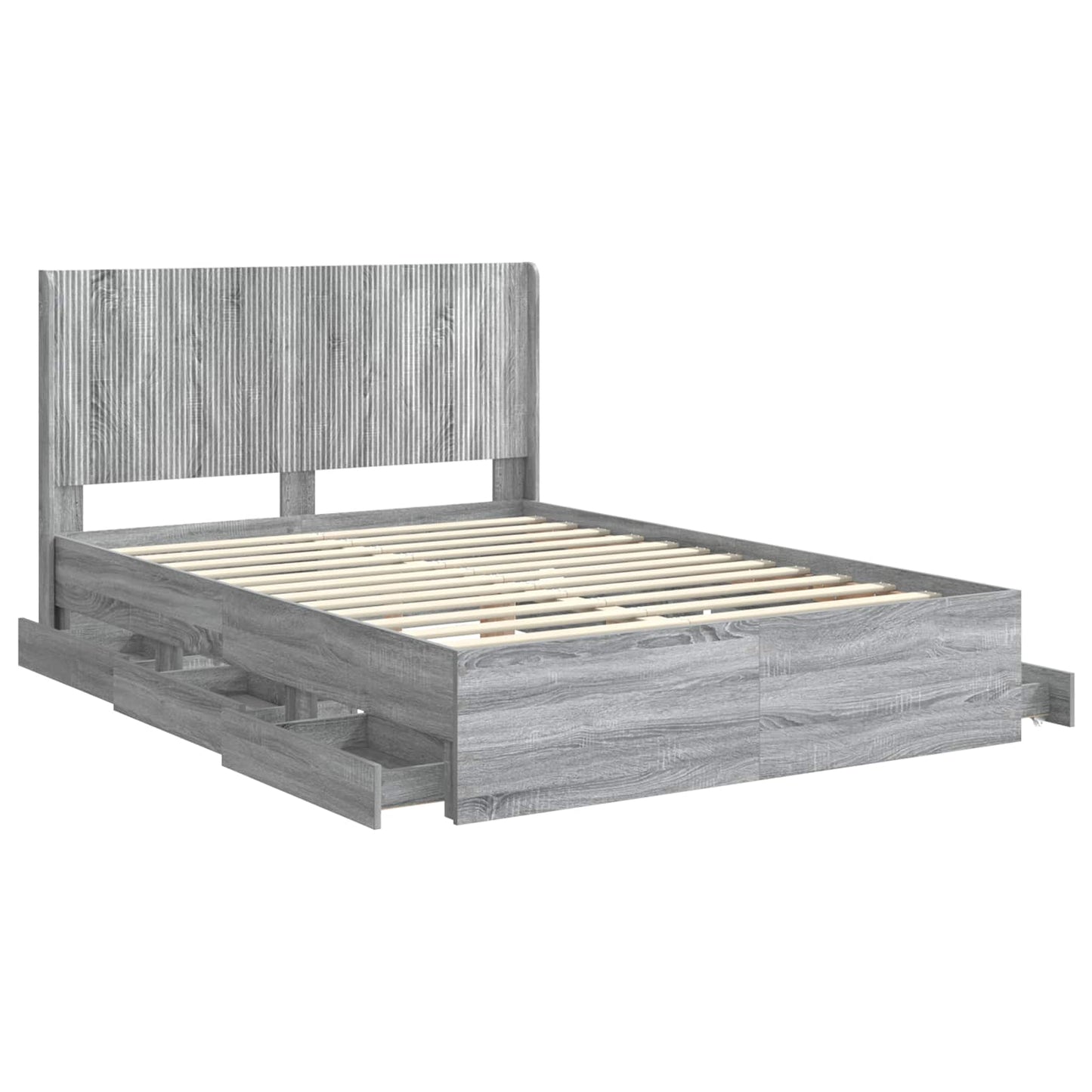 Bed Frame with Storage and Headboard Grey Sonoma 140 x 200 cm