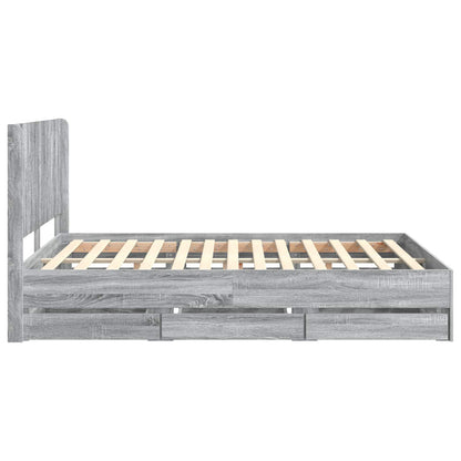 Bed Frame with Storage and Headboard Grey Sonoma 140 x 200 cm