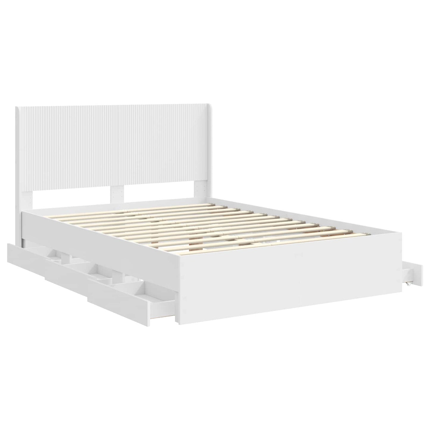 Bed Frame with Storage and Headboard White 140 x 190 cm