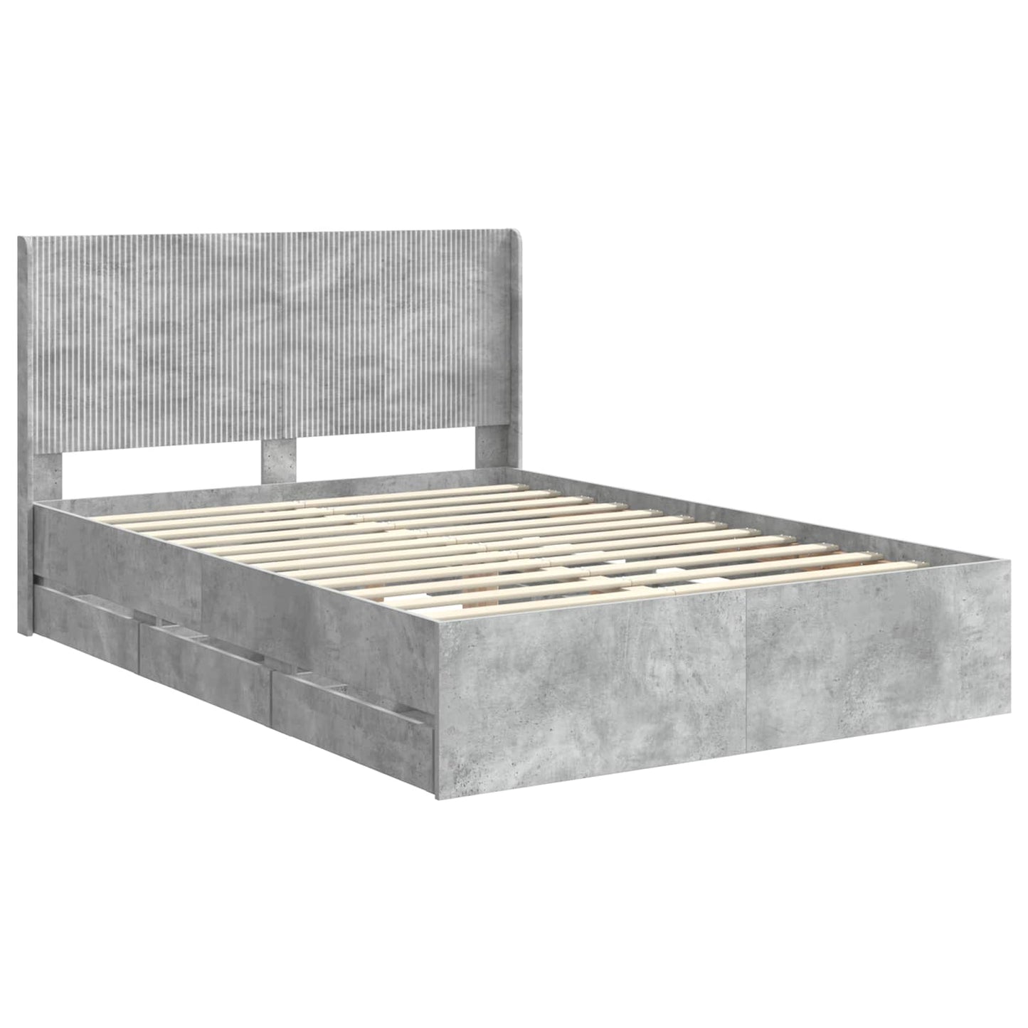 Bed Frame with Storage and Headboard Concrete Grey 135 x 190 cm