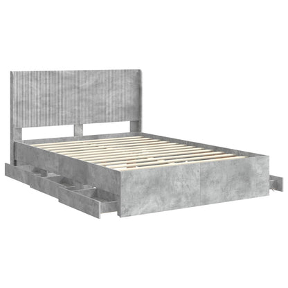 Bed Frame with Storage and Headboard Concrete Grey 135 x 190 cm