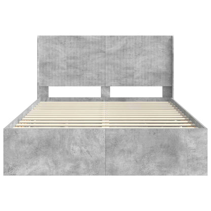 Bed Frame with Storage and Headboard Concrete Grey 135 x 190 cm