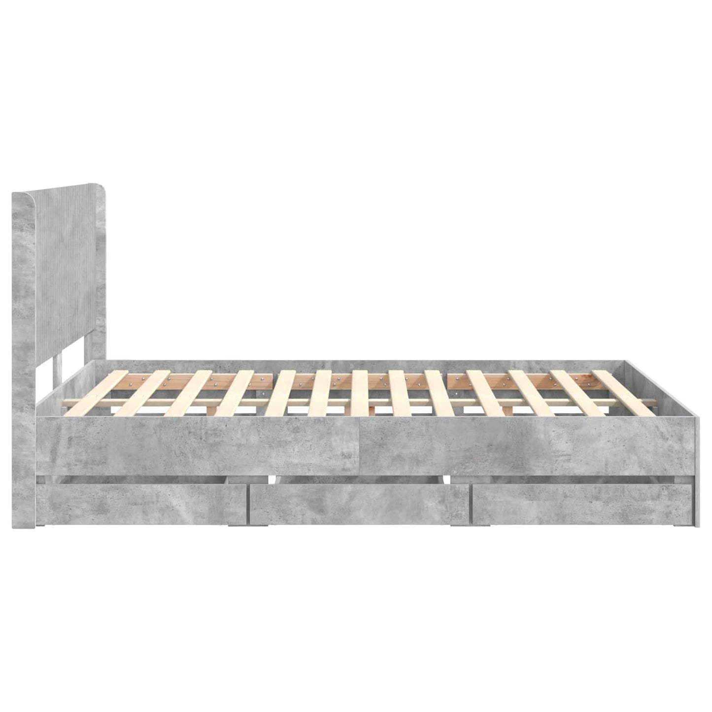 Bed Frame with Storage and Headboard Concrete Grey 135 x 190 cm