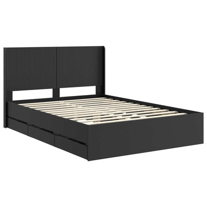 Bed Frame with Storage and Headboard Black 120 x 190 cm