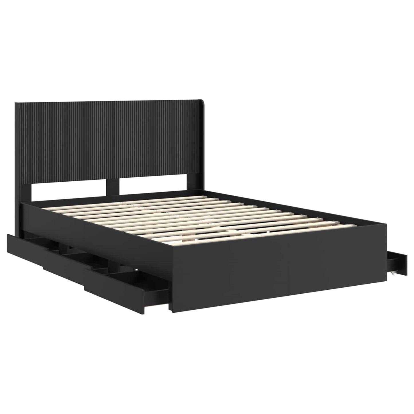 Bed Frame with Storage and Headboard Black 120 x 190 cm