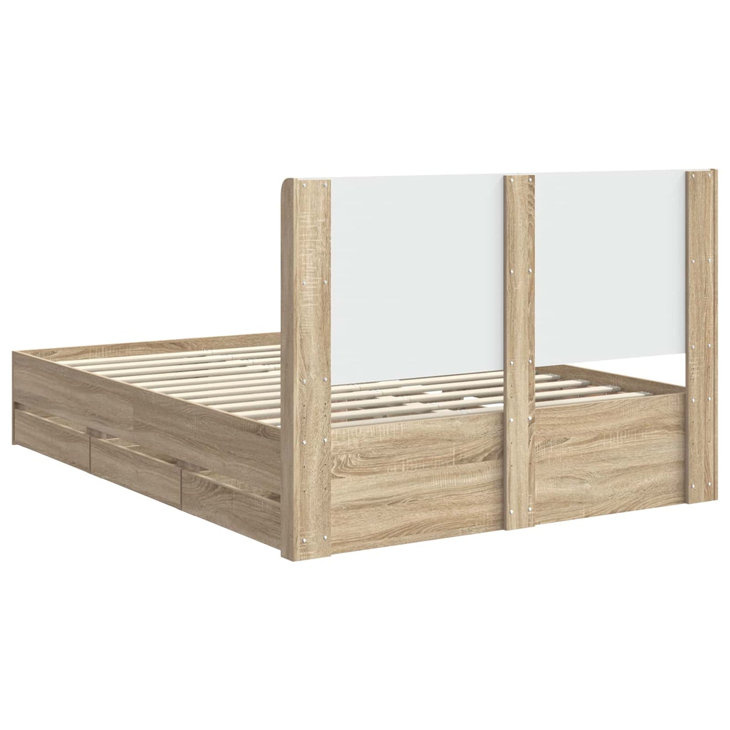Bed Frame with Storage and Headboard Sonoma Oak 120 x 190 cm