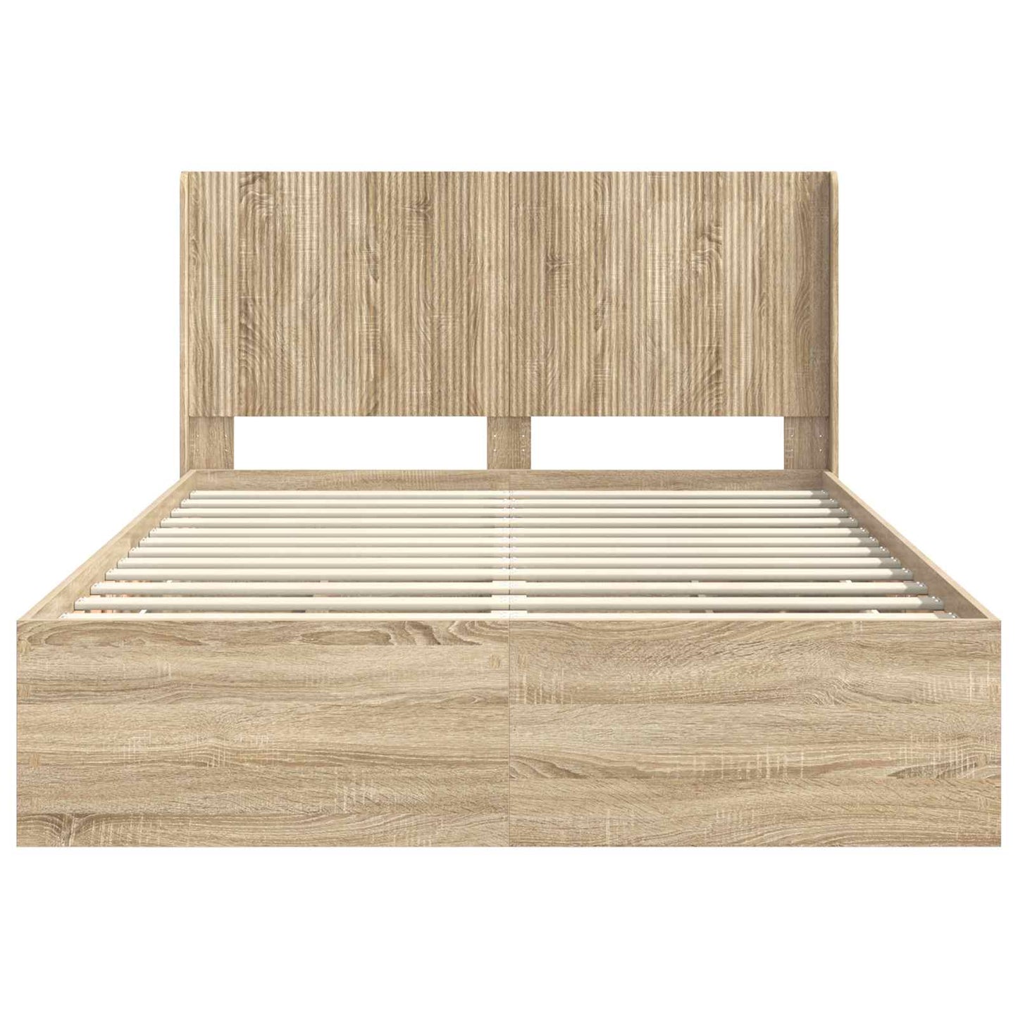 Bed Frame with Storage and Headboard Sonoma Oak 120 x 190 cm