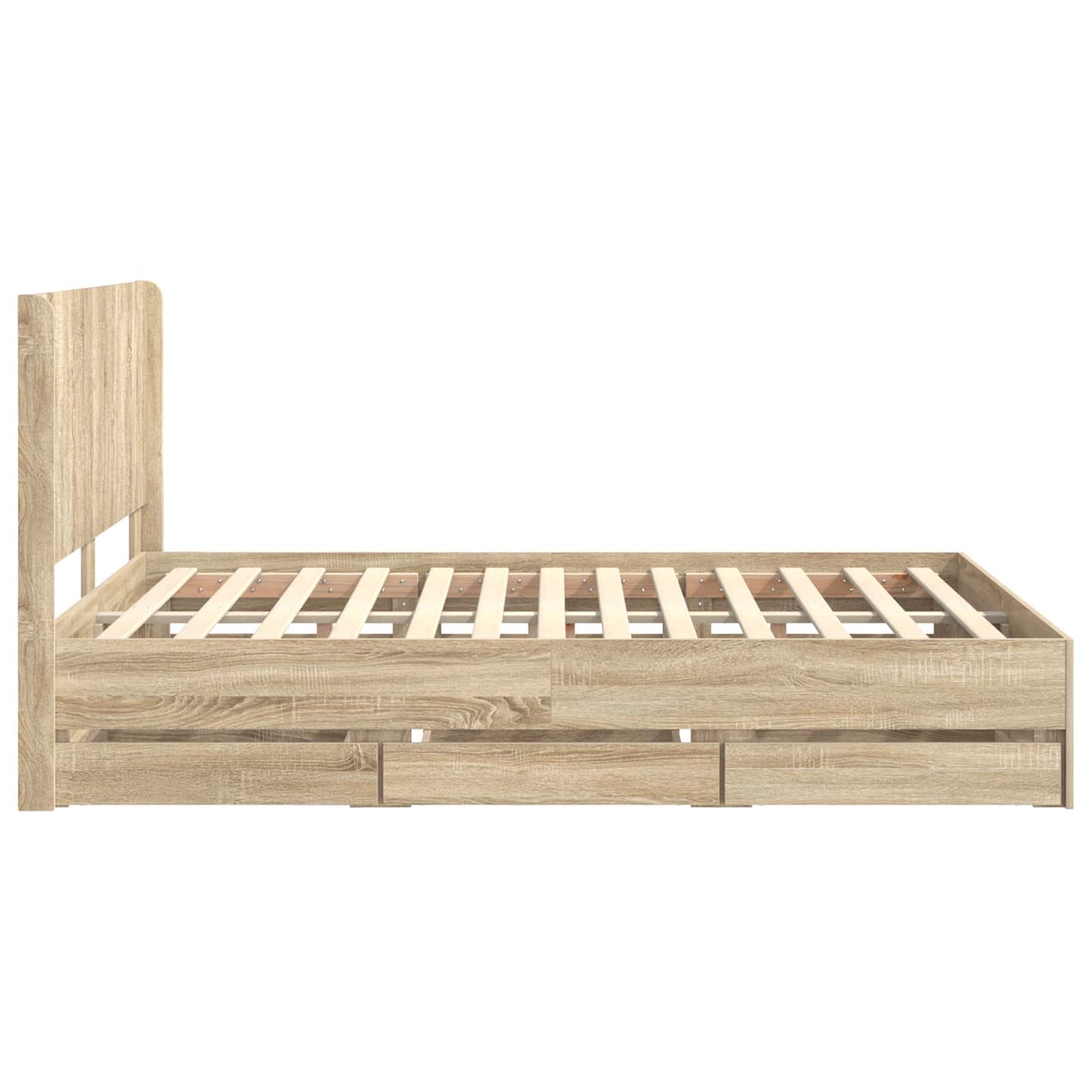 Bed Frame with Storage and Headboard Sonoma Oak 120 x 190 cm