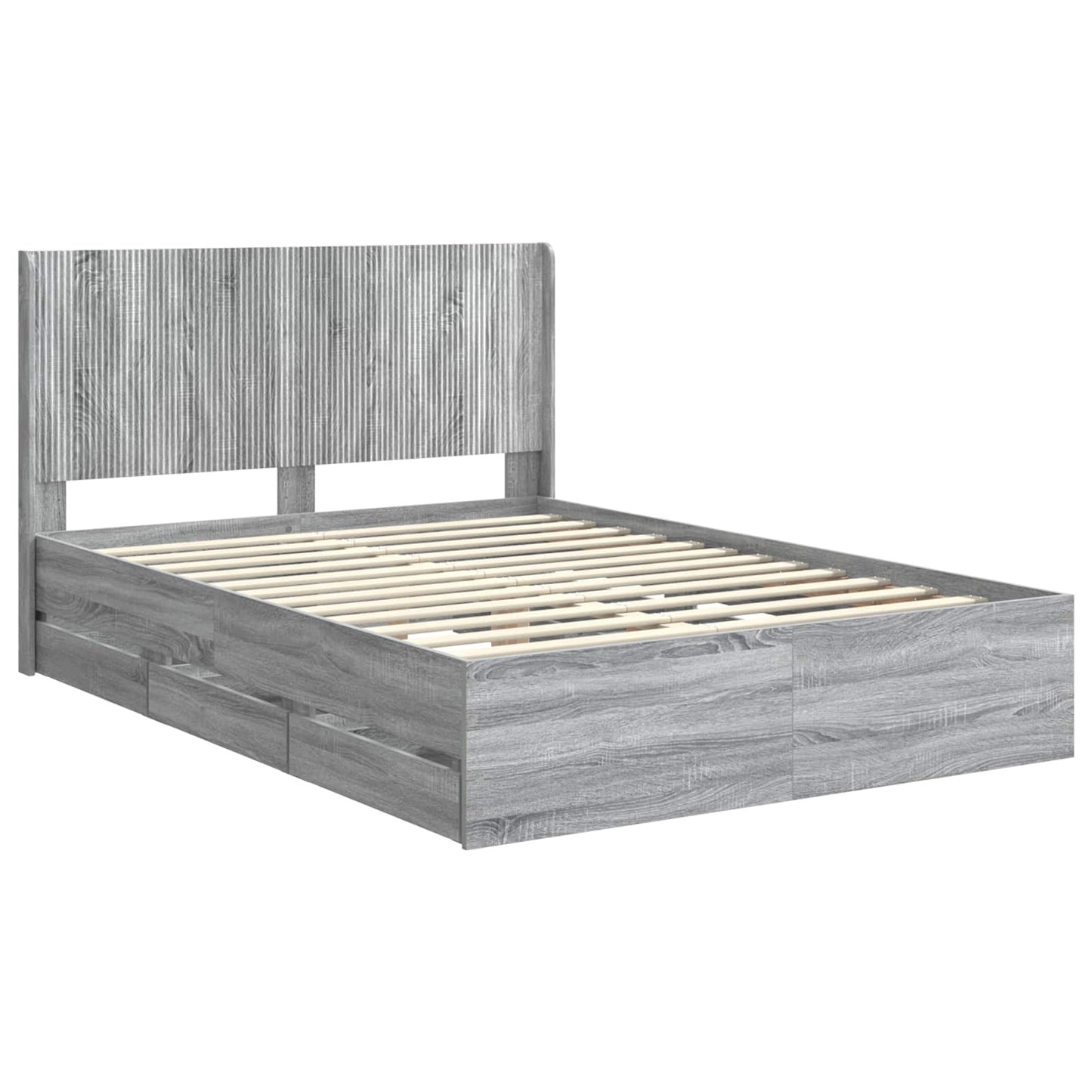 Bed Frame with Storage and Headboard Grey Sonoma 120 x 190 cm