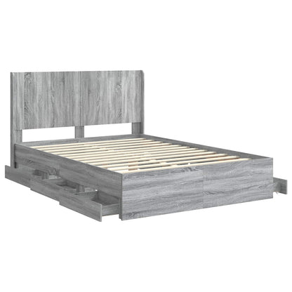 Bed Frame with Storage and Headboard Grey Sonoma 120 x 190 cm