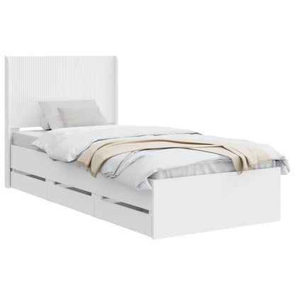 Bed Frame with Storage and Headboard White 100 x 200 cm