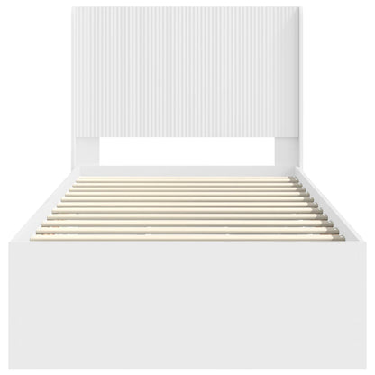Bed Frame with Storage and Headboard White 100 x 200 cm