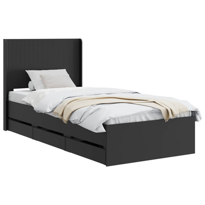 Bed Frame with Storage and Headboard Black 100 x 200 cm