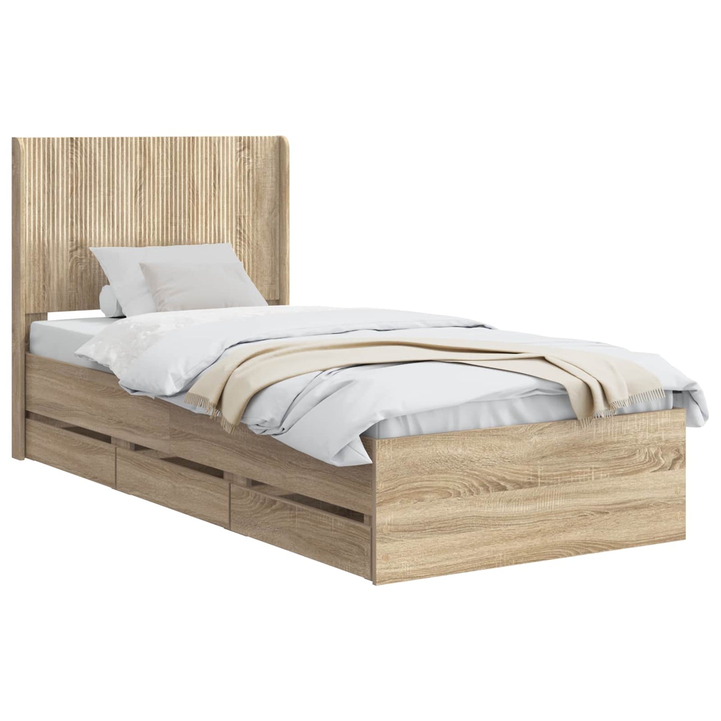 Bed Frame with Storage and Headboard Sonoma Oak 100 x 200 cm