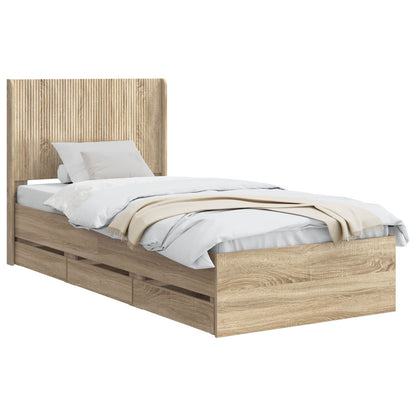 Bed Frame with Storage and Headboard Sonoma Oak 100 x 200 cm