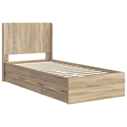 Bed Frame with Storage and Headboard Sonoma Oak 100 x 200 cm