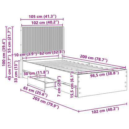 Bed Frame with Storage and Headboard Sonoma Oak 100 x 200 cm
