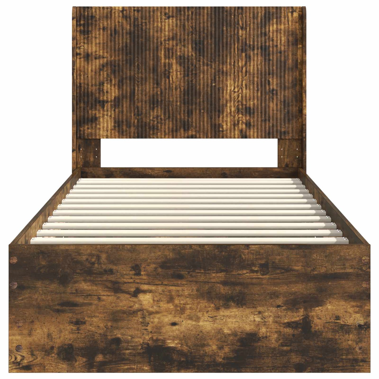 Bed Frame with Storage and Headboard Smoked Oak 100 x 200 cm