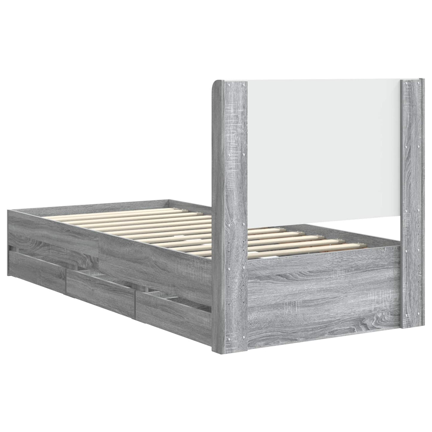 Bed Frame with Storage and Headboard Grey Sonoma 100 x 200 cm