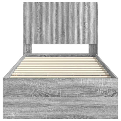 Bed Frame with Storage and Headboard Grey Sonoma 100 x 200 cm