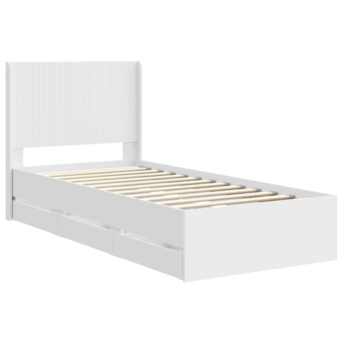 Bed Frame with Storage and Headboard White 90 x 200 cm