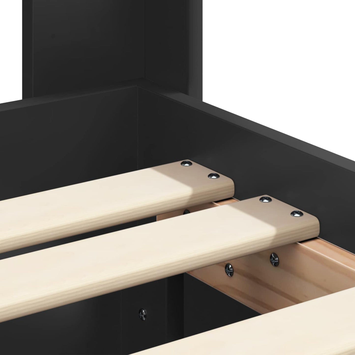 Bed Frame with Storage and Headboard Black 90 x 200 cm