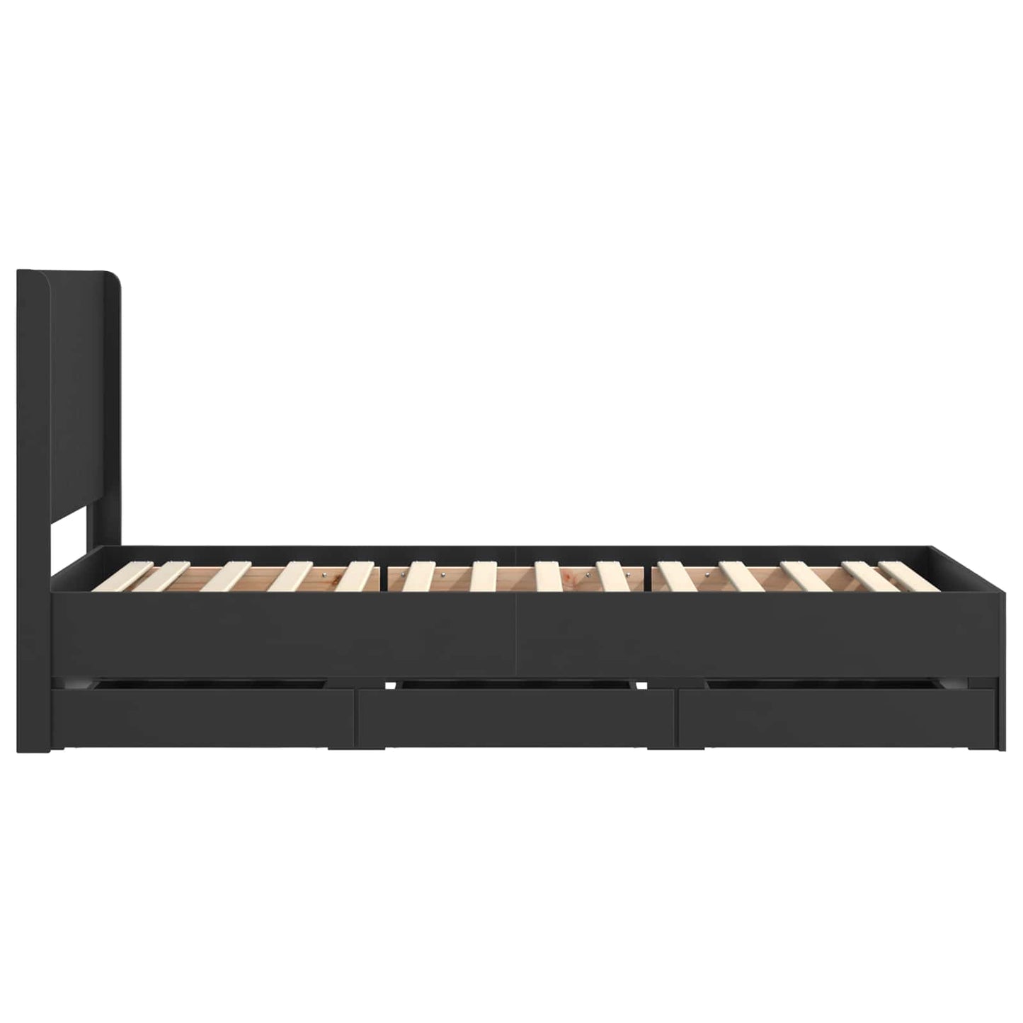 Bed Frame with Storage and Headboard Black 90 x 200 cm