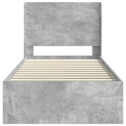 Bed Frame with Storage and Headboard Concrete Grey 90 x 200 cm