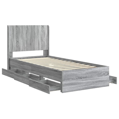 Bed Frame with Storage and Headboard Grey Sonoma 90 x 200 cm