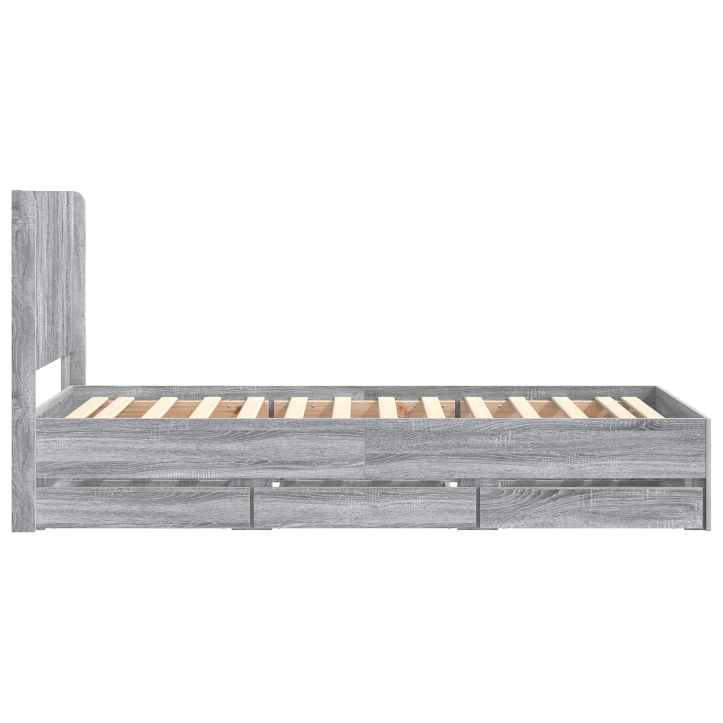 Bed Frame with Storage and Headboard Grey Sonoma 90 x 200 cm