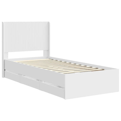 Bed Frame with Storage and Headboard White 90 x 190 cm