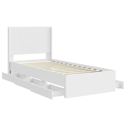 Bed Frame with Storage and Headboard White 90 x 190 cm