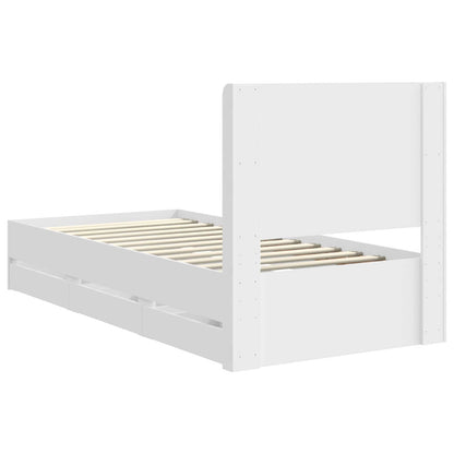 Bed Frame with Storage and Headboard White 90 x 190 cm