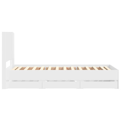 Bed Frame with Storage and Headboard White 90 x 190 cm