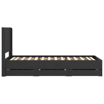 Bed Frame with Storage and Headboard Black 90 x 190 cm