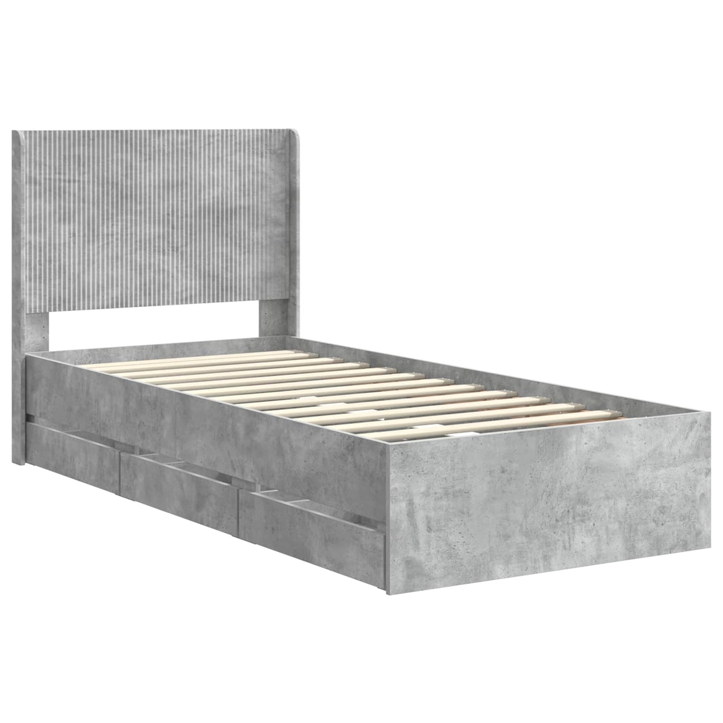 Bed Frame with Storage and Headboard Concrete Grey 90 x 190 cm