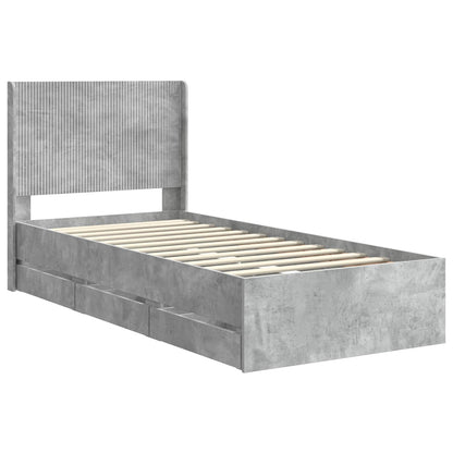 Bed Frame with Storage and Headboard Concrete Grey 90 x 190 cm