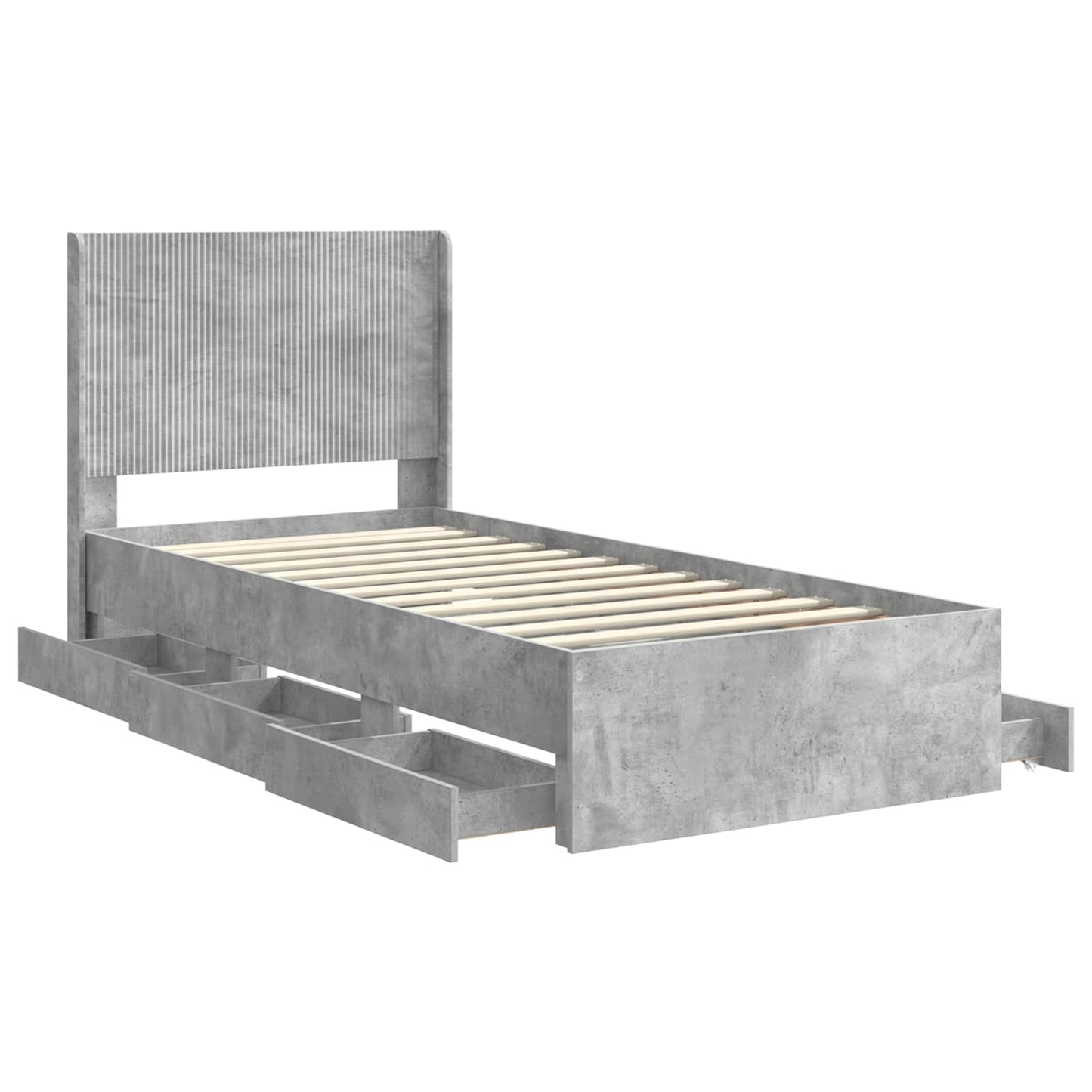 Bed Frame with Storage and Headboard Concrete Grey 90 x 190 cm