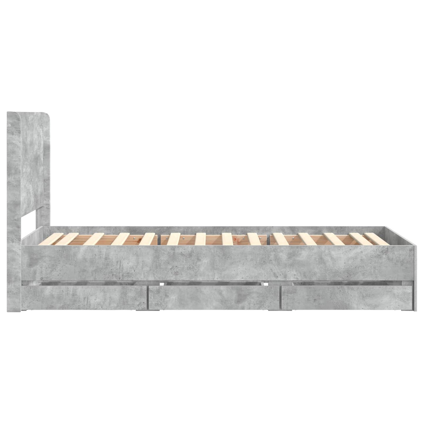 Bed Frame with Storage and Headboard Concrete Grey 90 x 190 cm